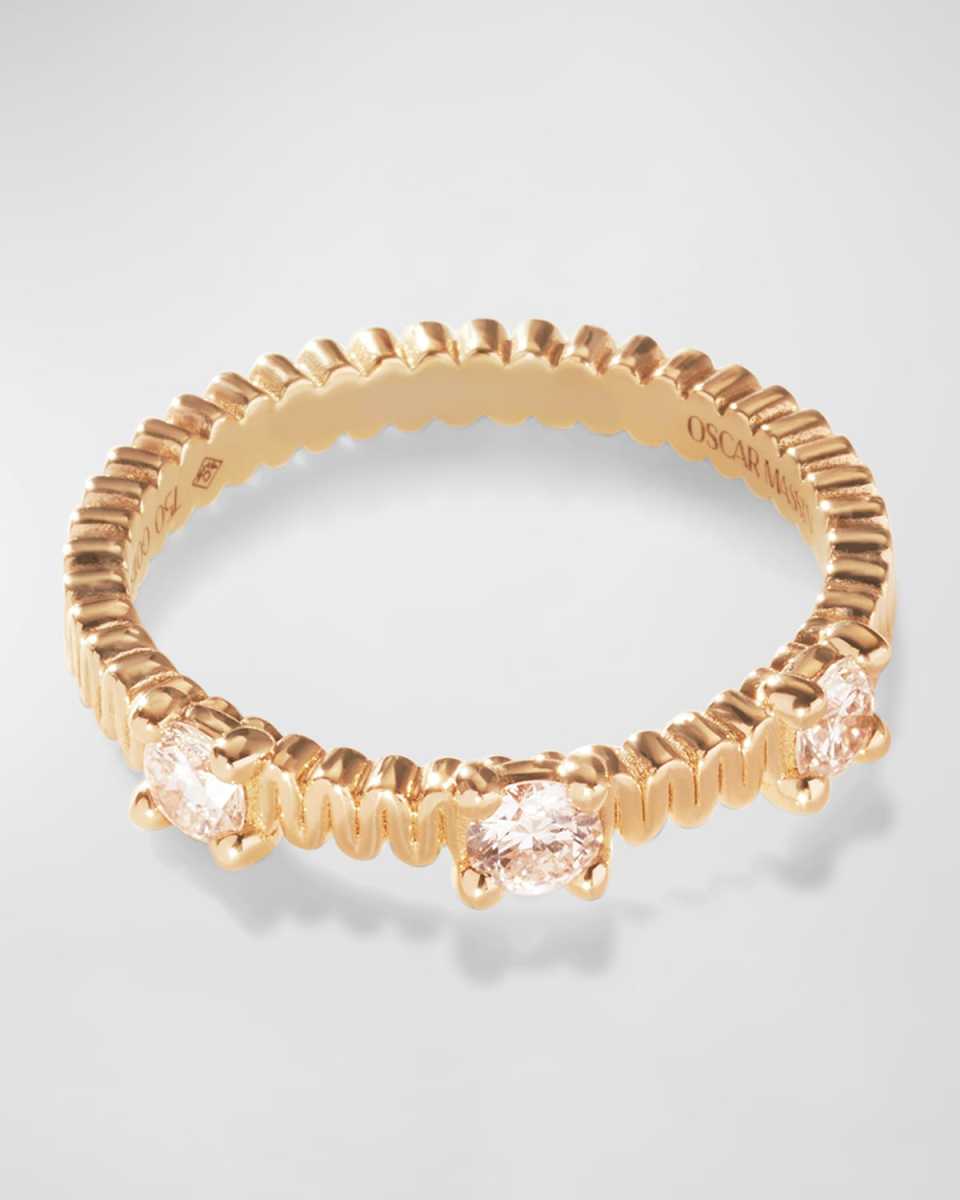 Beaded 18K Recycled Yellow Gold and Lab Grown Diamond Ring